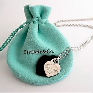 Tiffany & Co Return to Silver Black Onyx Double Heart Necklace Pendant Gift Love